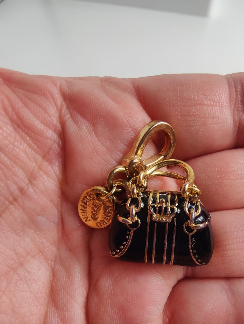 Vintage Neiman Marcus Limited Edition Miniature Purse Charm Black Enamel Gold
